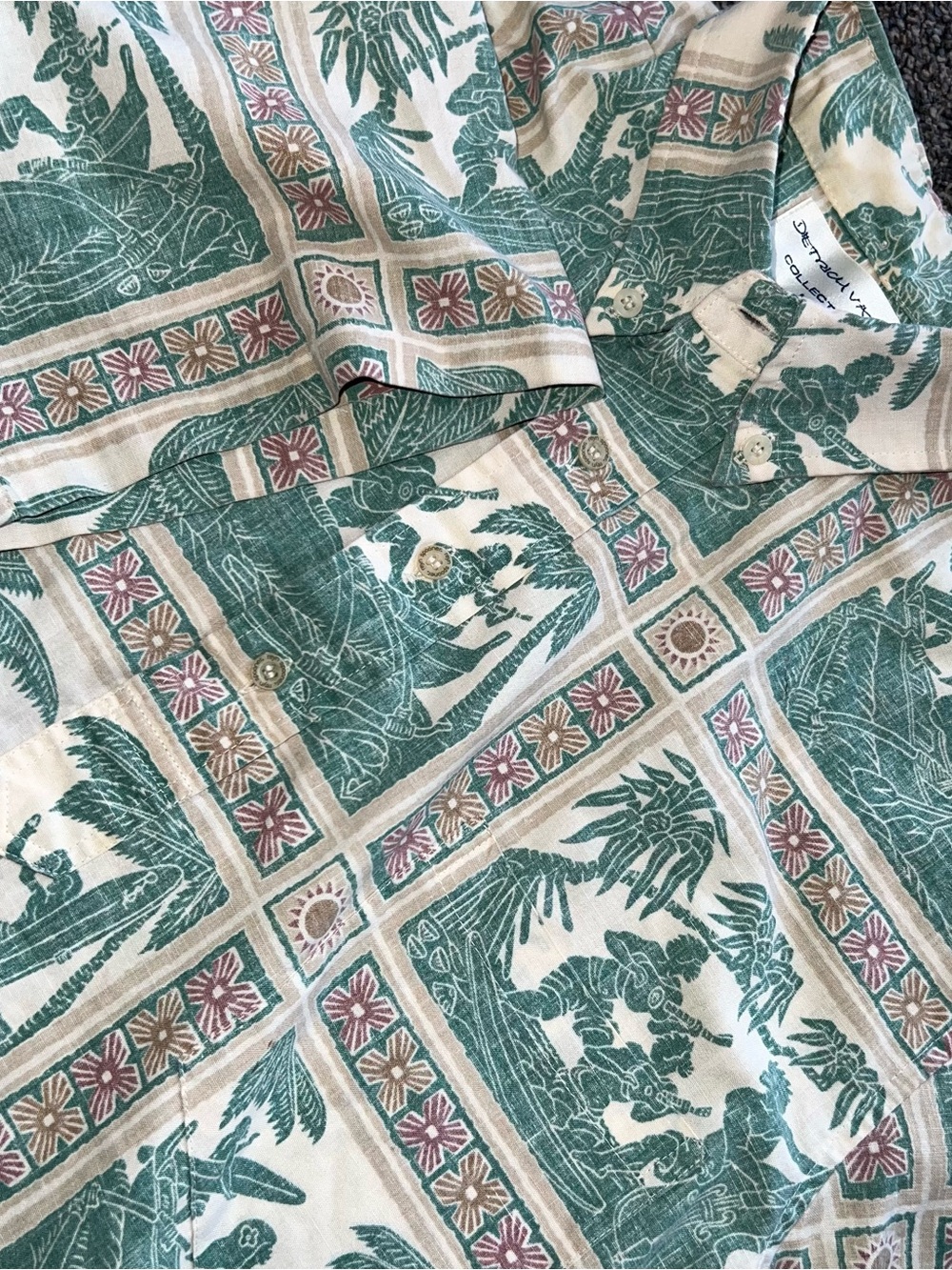 VTG Reyn Spooner Detrich Varez Beach Party Hawaiin Button Down Polo Mens Sz L